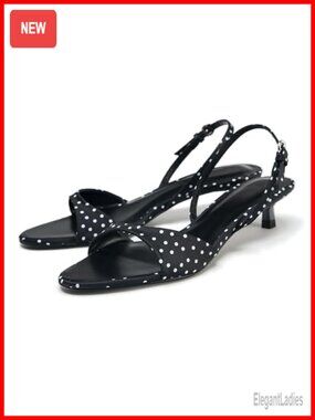 Sexy Kitten Slingback Pumps Polka Dots Open Toe High Heel Sandals Adjustable